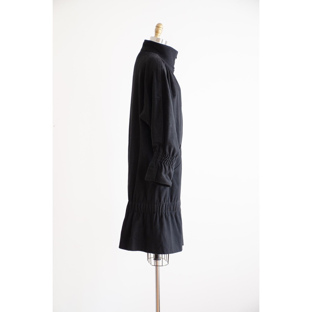 black wool coat 80s vintage Portrait 20s style cocoon coat - Picture 5 of 6
